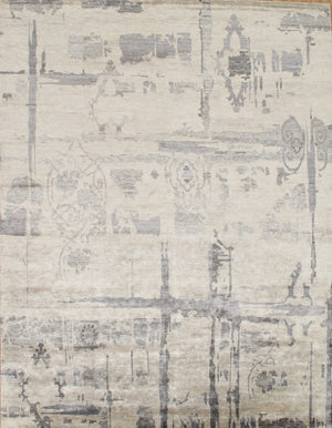 Pasargad Home Modern Collection Hand-knotted Silk Area Rug - Elegant Striped Design, 6'1" X 9'0"   Pza-2 6x9