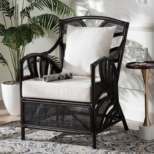 Bali & Pari Paden Handwoven Rattan Armchair Sustainably Crafted Boho Accent Seat