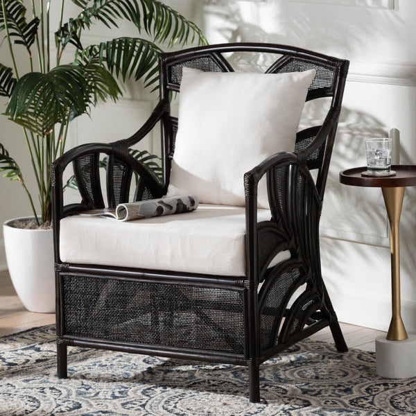 Bali & Pari Paden Handwoven Rattan Armchair Sustainably Crafted Boho Accent Seat