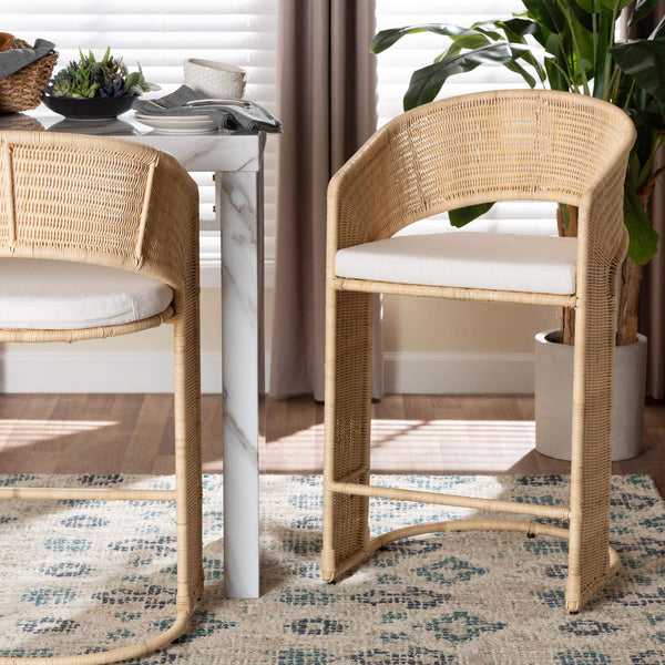 Bali & Pari Handcrafted Rattan Counterstool with Metal Frame for Kitchen or Bar