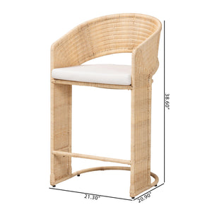 Bali & Pari Handcrafted Rattan Counterstool with Metal Frame for Kitchen or Bar
