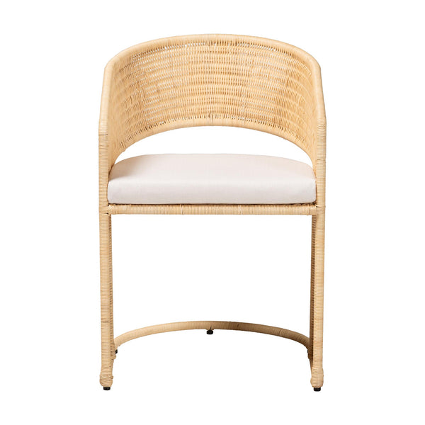Bali & Pari Handcrafted Rattan Dining Chair with Cushion Bohemian Coastal Artisan