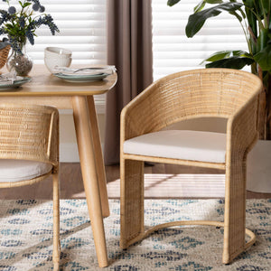 Bali & Pari Handcrafted Rattan Dining Chair with Cushion Bohemian Coastal Artisan