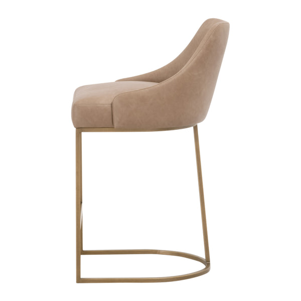 Essentials For Living Parissa Counter Stool Set Of 2 - Modern Brushed Gold Frame & Cozy Vegan Leather For Stylish Dining Ivanhoe Toast,Brushed Gold Steel Po,Lvl 6011cs.Ivt-bgld