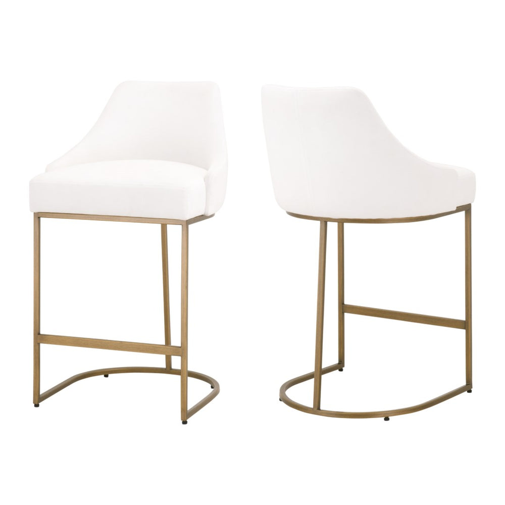 Essentials For Living Parissa Counter Stool Set Of 2 - Modern Design With Brushed Gold Frame & Plush Upholstery Comfort Brushed Gold Steel Po,Lvl 6011cs.Lpprl-bgld
