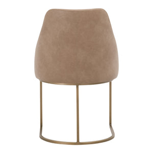 Essentials For Living Parissa Dining Chair Set Of 2 - Modern Classic Design With Brushed Gold Frame & Leather Upholstery Ivanhoe Toast,Brushed Gold Steel Po,Lvl 6011.Ivt-bgld