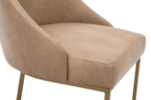 Essentials For Living Parissa Dining Chair Set Of 2 - Modern Classic Design With Brushed Gold Frame & Leather Upholstery Ivanhoe Toast,Brushed Gold Steel Po,Lvl 6011.Ivt-bgld