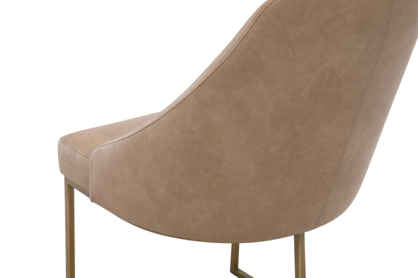 Essentials For Living Parissa Dining Chair Set Of 2 - Modern Classic Design With Brushed Gold Frame & Leather Upholstery Ivanhoe Toast,Brushed Gold Steel Po,Lvl 6011.Ivt-bgld