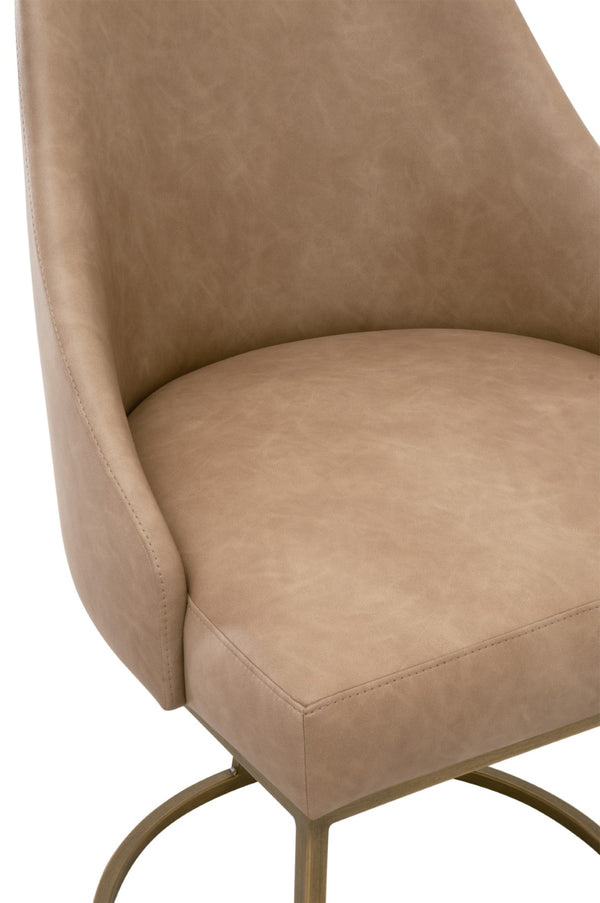 Essentials For Living Parissa Dining Chair Set Of 2 - Modern Classic Design With Brushed Gold Frame & Leather Upholstery Ivanhoe Toast,Brushed Gold Steel Po,Lvl 6011.Ivt-bgld