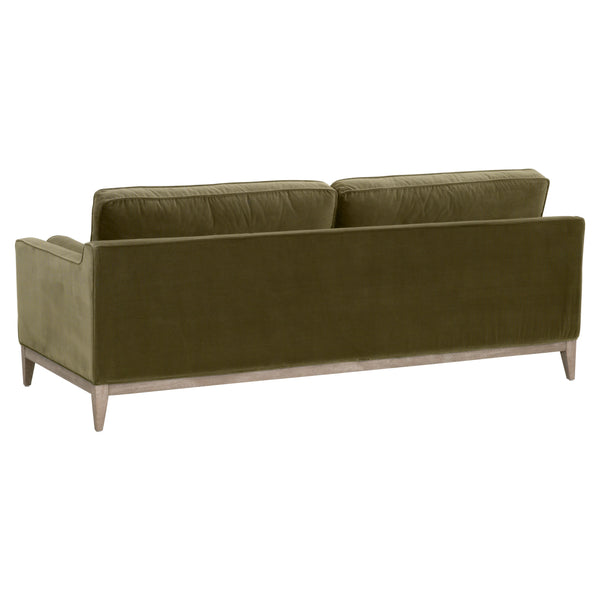 Parker 86" Post Modern Sofa Olive Velvet, Natural Gray Oak 6602-3.OLV/NG Essentials for Living