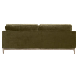 Parker 86" Post Modern Sofa Olive Velvet, Natural Gray Oak 6602-3.OLV/NG Essentials for Living
