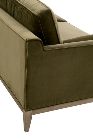 Parker 86" Post Modern Sofa Olive Velvet, Natural Gray Oak 6602-3.OLV/NG Essentials for Living