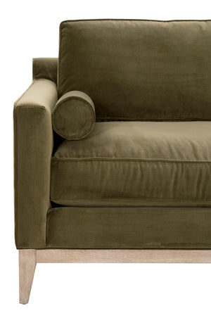 Parker 86" Post Modern Sofa Olive Velvet, Natural Gray Oak 6602-3.OLV/NG Essentials for Living