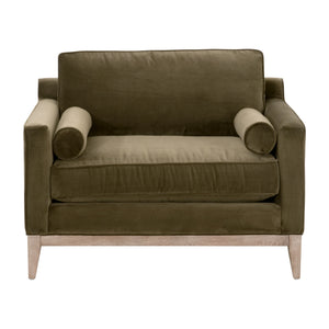 Parker Post Modern Sofa Chair Olive Velvet, Natural Gray Oak 6602-1.OLV/NG Essentials for Living