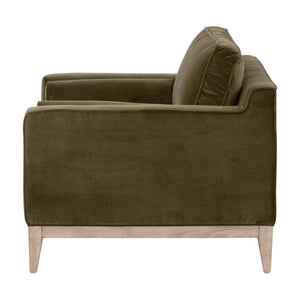 Parker Post Modern Sofa Chair Olive Velvet, Natural Gray Oak 6602-1.OLV/NG Essentials for Living