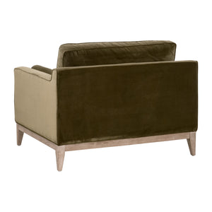 Parker Post Modern Sofa Chair Olive Velvet, Natural Gray Oak 6602-1.OLV/NG Essentials for Living