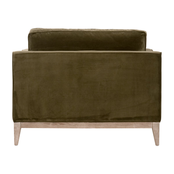 Parker Post Modern Sofa Chair Olive Velvet, Natural Gray Oak 6602-1.OLV/NG Essentials for Living