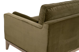 Parker Post Modern Sofa Chair Olive Velvet, Natural Gray Oak 6602-1.OLV/NG Essentials for Living