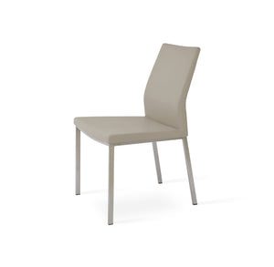 Soho Concept Pasha Metal Dining Chair With Fire-resistant Upholstery - Stylish Chrome Base, Light Grey Design Bone  Soho-concept-dining-chair-04791