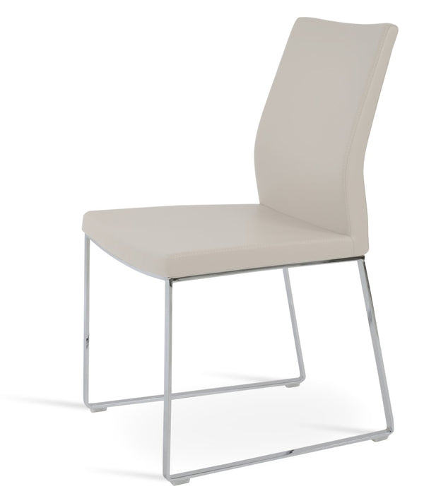 Soho Concept Pasha Sled Dining Chair In Soft Cream - Stylish Leatherette Design With 2-year Guarantee Included! Chrome  Soho-concept-dining-chair-04838