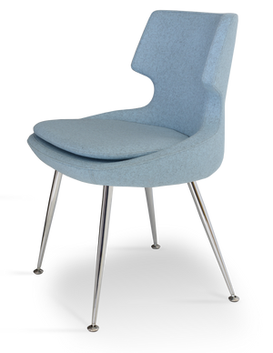 Soho Concept Patara Metal Dining Chair In Camira Blazer Wool - Stylish Chrome Base, 10-year Guarantee, 300 Lb Capacity Chrome,Blue  Soho-concept-dining-chair-05101