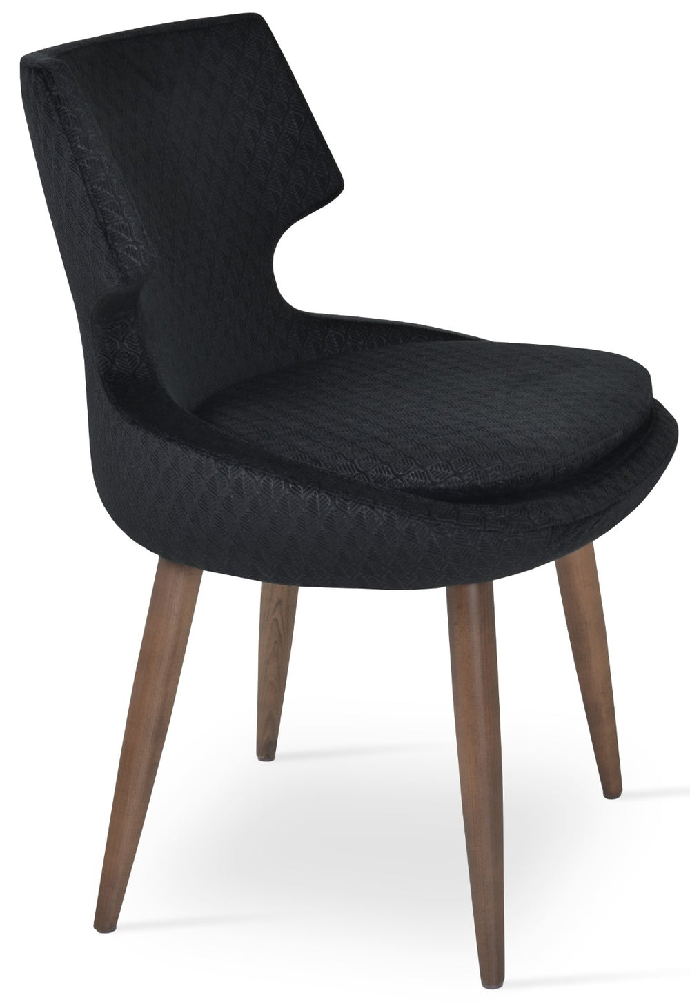 Soho Concept Patara Velvet Upholstered Dining Chair In Walnut Finish - Stylish, Durable Wood Seating Solution Walnut,Black  Soho-concept-dining-chair-05457