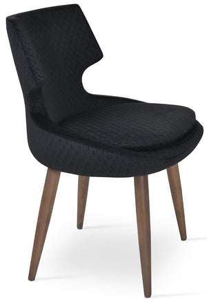 Soho Concept Patara Velvet Upholstered Dining Chair In Walnut Finish - Stylish, Durable Wood Seating Solution Walnut,Black  Soho-concept-dining-chair-05457
