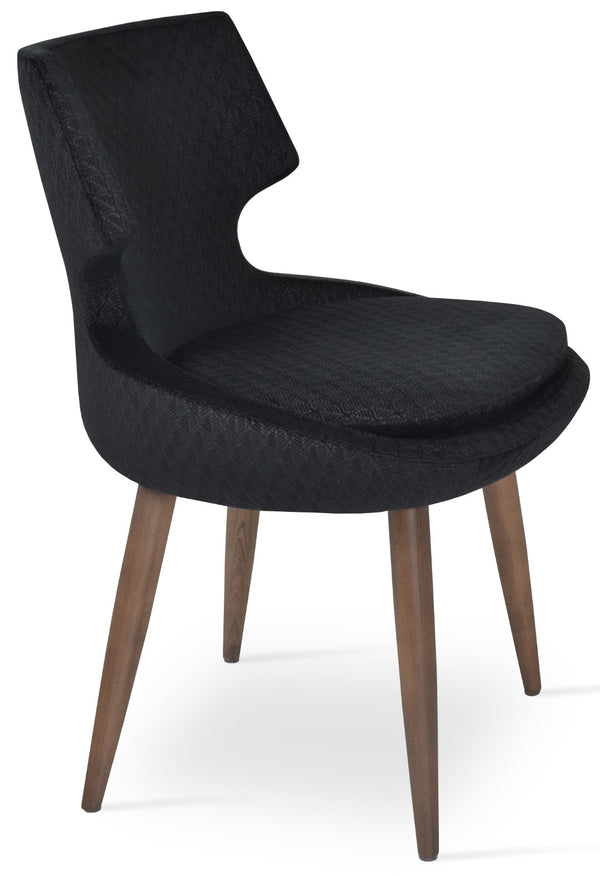 Soho Concept Patara Velvet Upholstered Dining Chair In Walnut Finish - Stylish, Durable Wood Seating Solution Walnut,Black  Soho-concept-dining-chair-05457