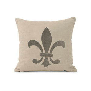 Zentique French Linen-Accent Fleur de Lis Pillow | 20x20 Neutral Textured Euro Accent for Classic, Transitional Spaces Pattern 21