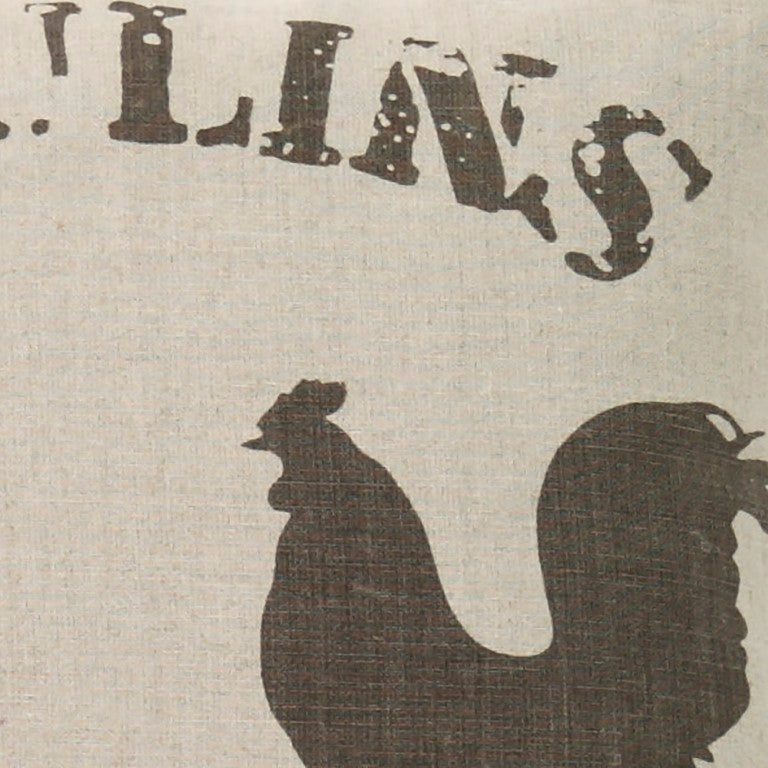 Zentique French Rooster Pillow with Linen Cover, 24" Square Rustic Farmhouse Accent, Vintage Chic Décor (98) Pattern 22