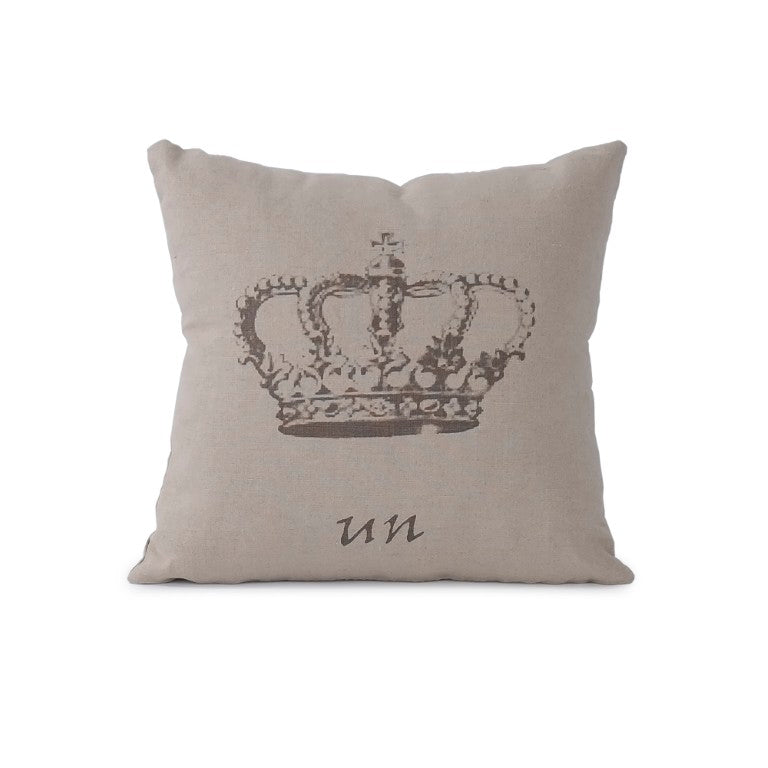 Zentique French Crown Linen-Look Pillow 18x18in — Plush Insert, Timeless Crown Motif, Vintage Elegance for Sofa/Beds Pattern 27