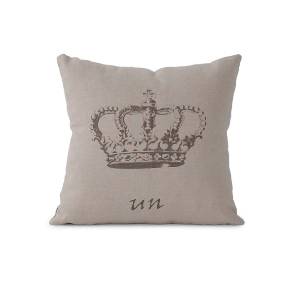 Zentique French Crown Linen-Look Pillow 18x18in — Plush Insert, Timeless Crown Motif, Vintage Elegance for Sofa/Beds Pattern 27