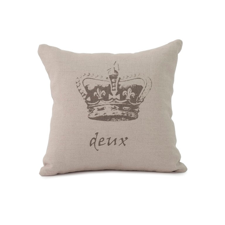 Zentique French Crown Linen-Look Throw Pillow 18x18 with Vintage Crown Motif, Plush Insert, Refined Texture Pattern 28
