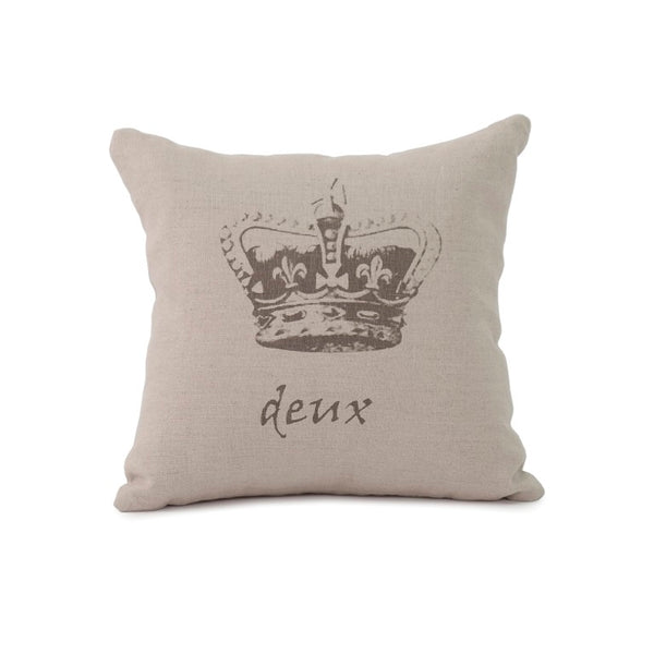 Zentique French Crown Linen-Look Throw Pillow 18x18 with Vintage Crown Motif, Plush Insert, Refined Texture Pattern 28