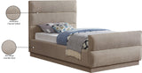 Paxton Beige Chenille Fabric Twin Bed PaxtonBeige-T Meridian Furniture