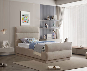 Paxton Beige Chenille Fabric Twin Bed PaxtonBeige-T Meridian Furniture