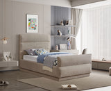 Paxton Beige Chenille Fabric Twin Bed PaxtonBeige-T Meridian Furniture