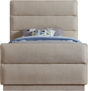 Paxton Beige Chenille Fabric Twin Bed PaxtonBeige-T Meridian Furniture