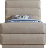 Paxton Beige Chenille Fabric Twin Bed PaxtonBeige-T Meridian Furniture