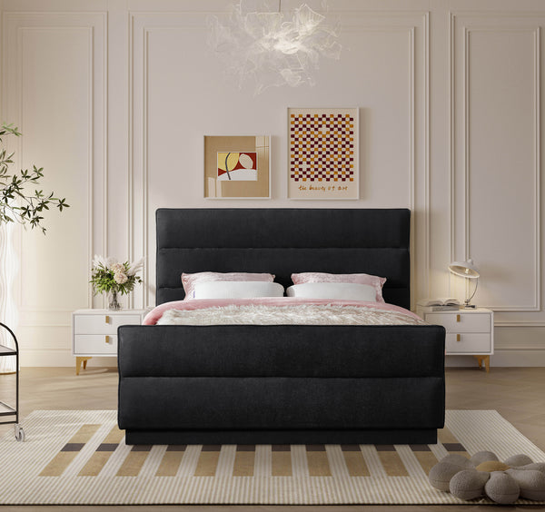 Paxton Black Chenille Fabric Queen Bed PaxtonBlack-Q Meridian Furniture