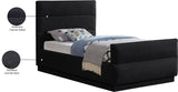 Paxton Black Chenille Fabric Twin Bed PaxtonBlack-T Meridian Furniture