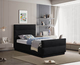 Paxton Black Chenille Fabric Twin Bed PaxtonBlack-T Meridian Furniture