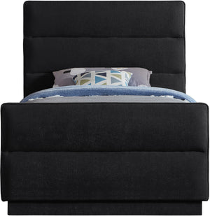 Paxton Black Chenille Fabric Twin Bed PaxtonBlack-T Meridian Furniture