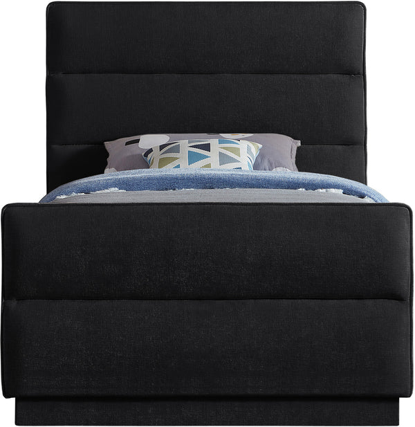 Paxton Black Chenille Fabric Twin Bed PaxtonBlack-T Meridian Furniture