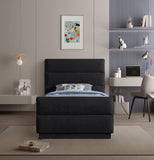 Paxton Black Chenille Fabric Twin Bed PaxtonBlack-T Meridian Furniture