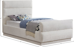 Paxton Cream Chenille Fabric Twin Bed PaxtonCream-T Meridian Furniture
