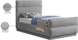 Paxton Grey Chenille Fabric Twin Bed PaxtonGrey-T Meridian Furniture