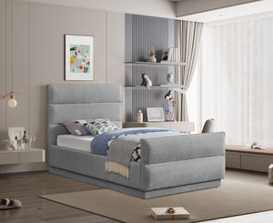Paxton Grey Chenille Fabric Twin Bed PaxtonGrey-T Meridian Furniture