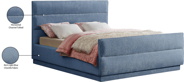 Paxton Light Blue Chenille Fabric King Bed PaxtonLtBlu-K Meridian Furniture
