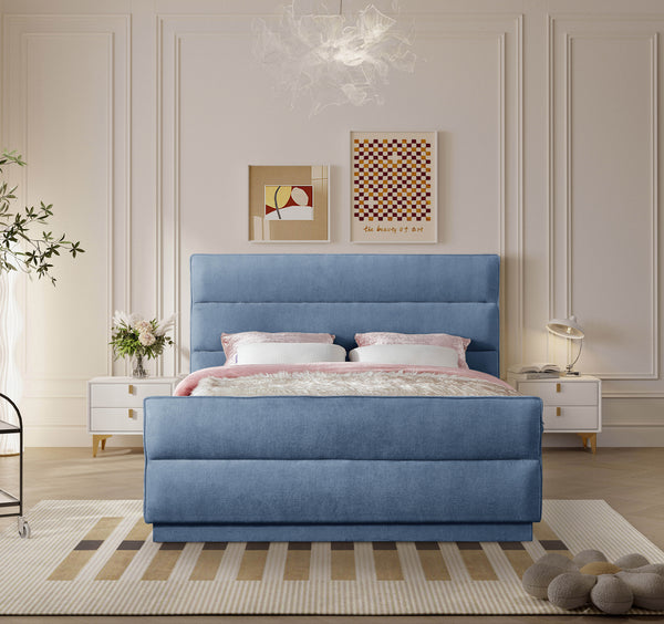 Paxton Light Blue Chenille Fabric King Bed PaxtonLtBlu-K Meridian Furniture